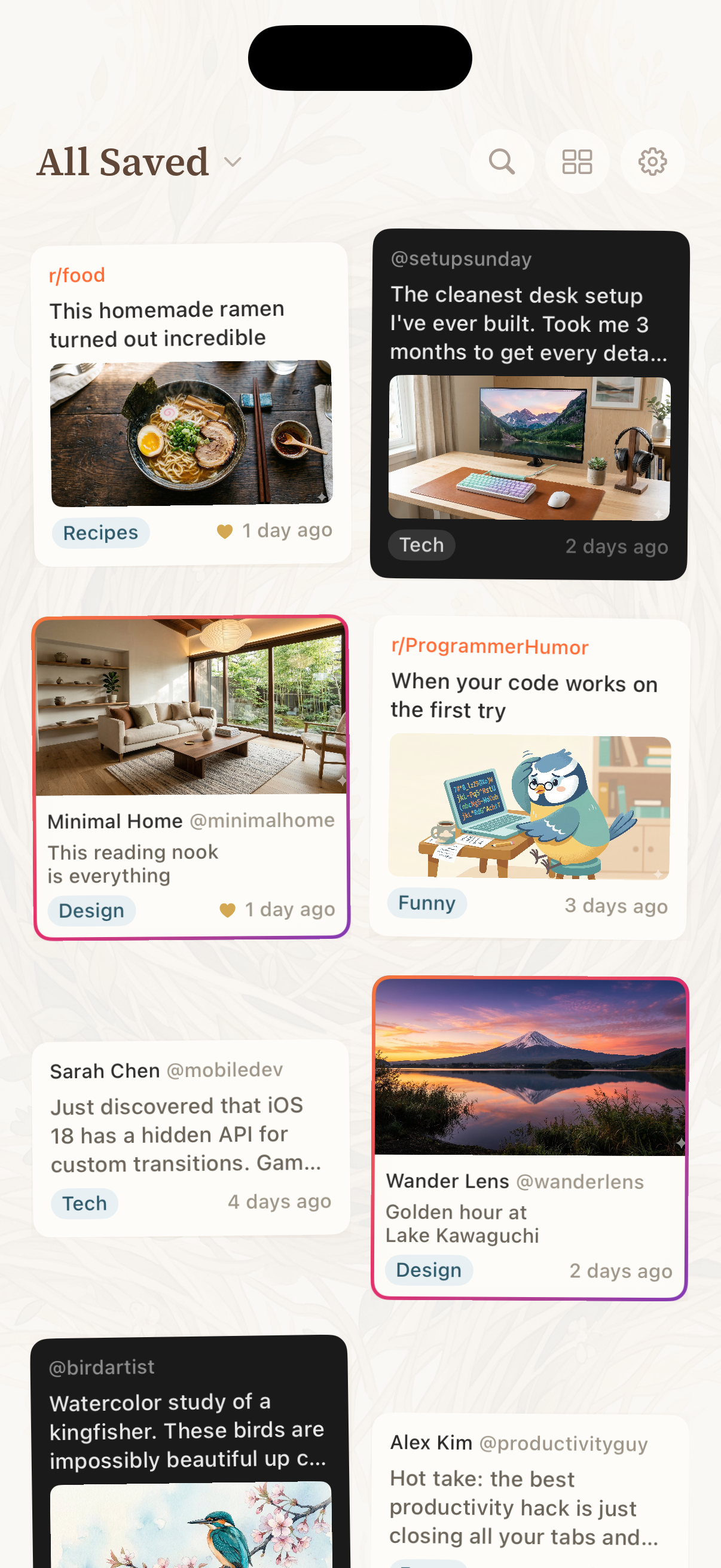 Picki home screen
